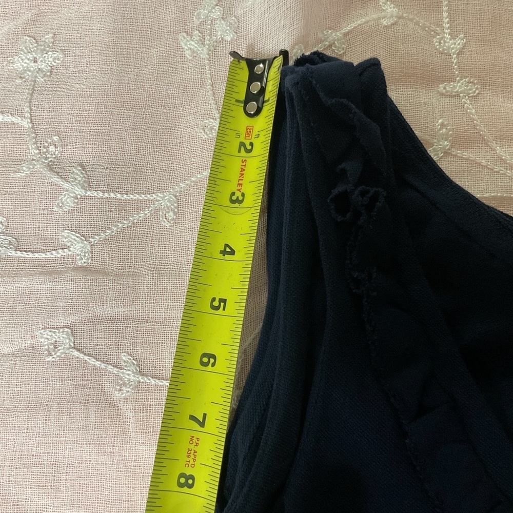 J Crew Piqué V-neck Ruffle Dress 2 V-Neck Navy Blue 100% Cotton - Picture 6 of 11